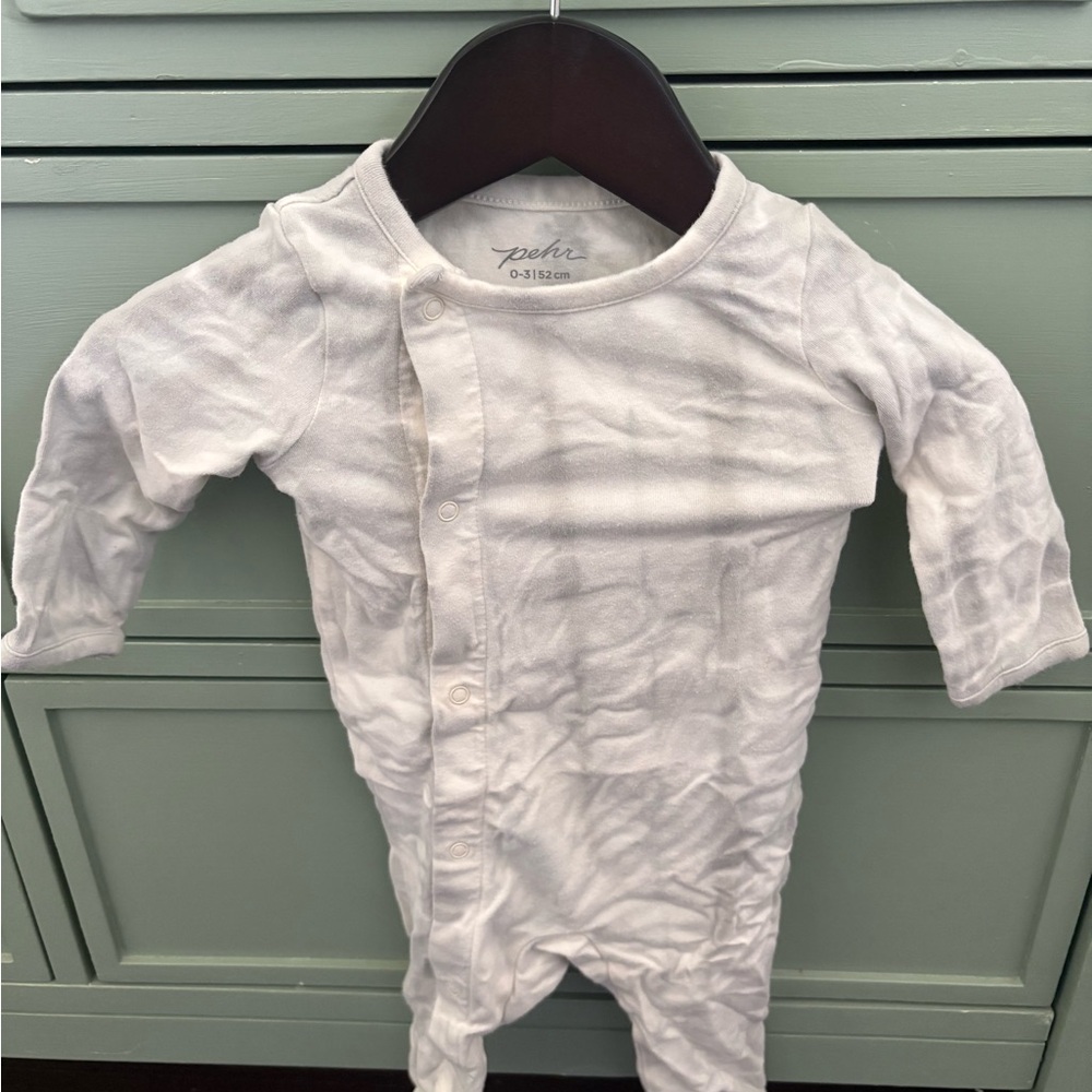 Pehr White Long-Sleeve Baby Footie One-Piece